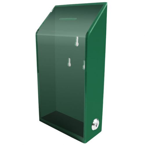 Acrylic charity donation box with lock &amp; 2 keys. ac-01- green for sale