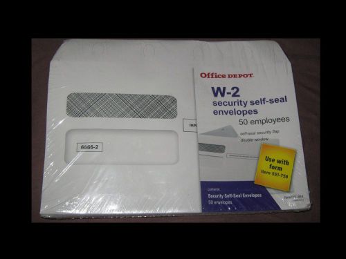 Office Depot   Double Window     W-2 Tax Form Envelopes   White   Self seal.