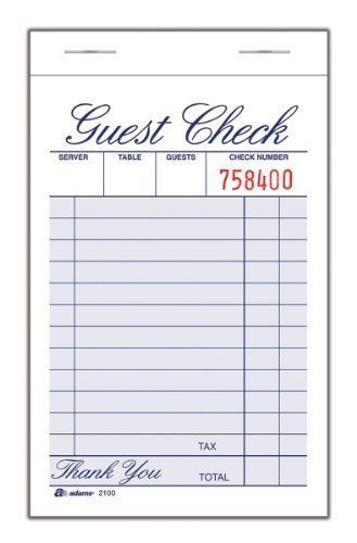 Est check pad part 3.34 x 5.44 sheets per pad pads per pack white 2100-12 for sale