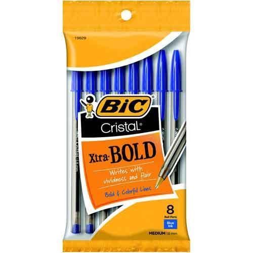 Bic cristal xtra bold ball pens 1.6mm blue ink 8 count for sale