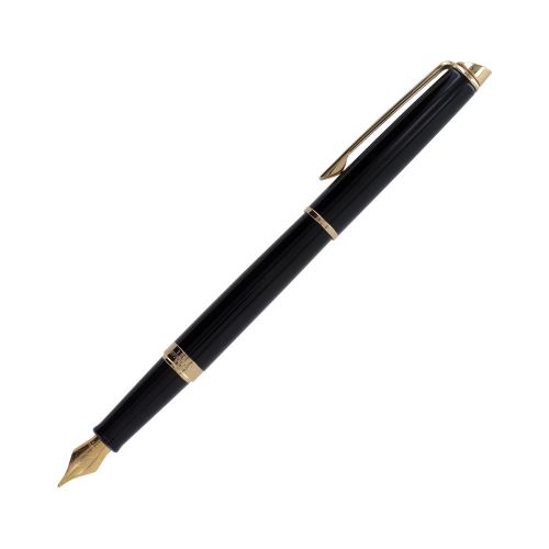 Waterman Hemisphere Essental Black Lacquer Gold Trim Fountain Pen - Fine Point