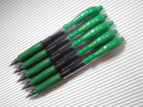 6pcs pilot retractable g-2 0.7mm fine roller ball pen green (japan) for sale