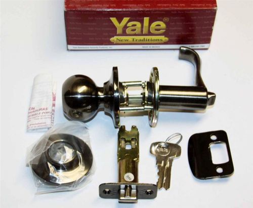 YALE Woodland Dk Satin Nickel Keyed Entry Door Lock Knob Lever Set 701WL LSD NEW