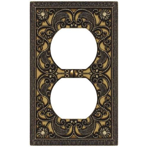 Antique Brass Arabesque Zinc Outlet Wall Plate-1DO ARBSQ ABRS WALLPLATE