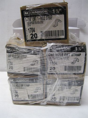 Lot of 100 madison one hole emt conduit strap 1704 1- 1/4&#034; zinc electroplate for sale