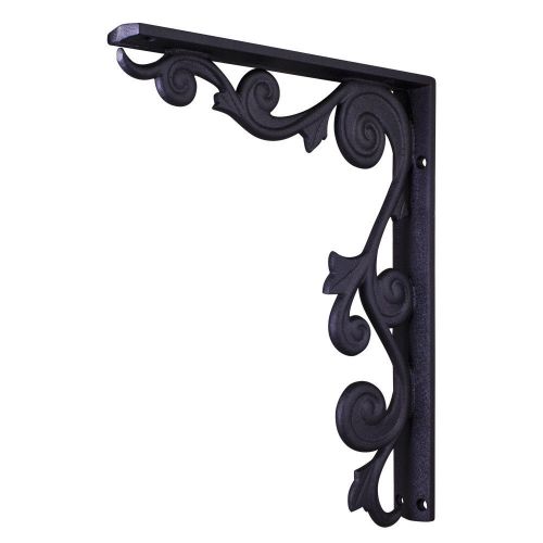 Black- 1-1/2&#034; X 10&#034; X 13-1/2&#034; Metal (Iron) Floral Bar Bracket. # MCOR2-BLK