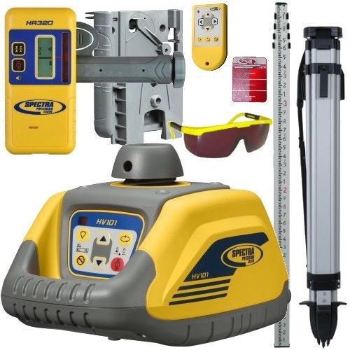 Spectra laser level hv101 interior/exterior complete kit w/inch grade rod 18049 for sale