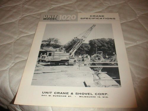 1959 UNIT MODEL 1020 CRAWLER CRANE SALES BROCHURE