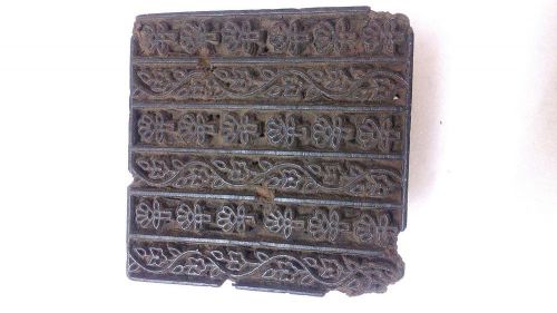 Vintage rare big size handcarved 6 flowers in line pattern wooden printing block