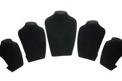 Big Black Velvet Necklace Jewelry Bust Display Stand Set of 5