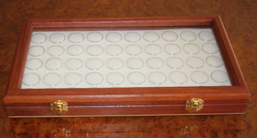 Jarrah Gold Nugget &amp; Gem Stone Display Case with Glass Lid 50 white Gem Jar