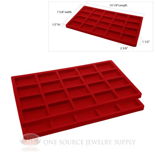 2 Red Insert Tray Liners W/ 20 Compartments Drawer Organizer Jewelry Display