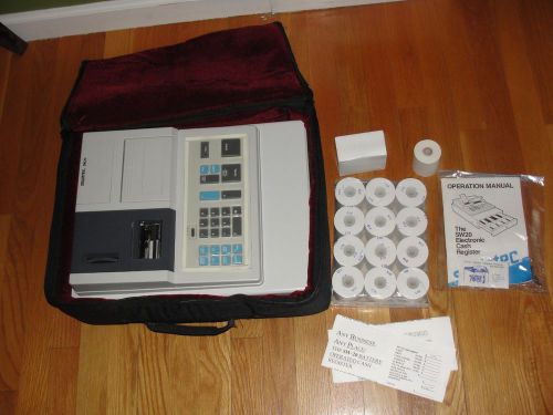 Swintec sw20 battery powered cash register new with deluxe carry case tape rolls for sale