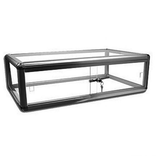 GLASS COUNTERTOP DISPLAY  STORE FIXTURE SHOWCASE KEY/LOCK  SILVER