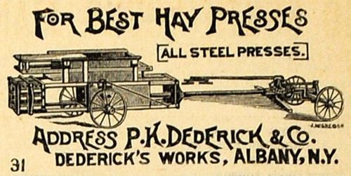 1890 ad all-steel hay presses p. k. dederick j. mcgregor agriculture aag1 for sale