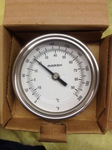 NEW - MARSH INSTRUMENT TEMPERATURE GAUGE 0 TO 200F 1/2&#034; NPT 2 1/2&#034; DIA L31104