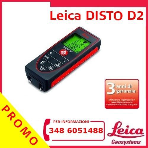 Misuratore laser Leica Disto D2 - FATTURABILE - Portata 60 metri