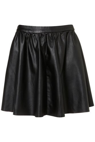 Topshop black faux leather full skater skirt size uk10/eur38/us6 for sale