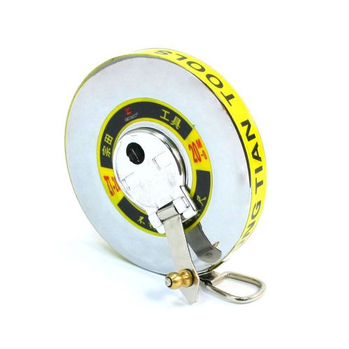 Silver Tone Round Case Retractable Retract Tape Measure Ruler 20M