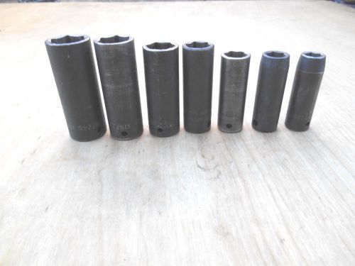 Snap-on  6 point 3/8&#034; drive deep  sae impact socket set , 3/8- 3/4&#034; , 7 pieces for sale