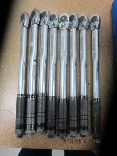 8 piece Westward 10-80 foot pound (13.6-108.5 newton meters) torque wrench lot