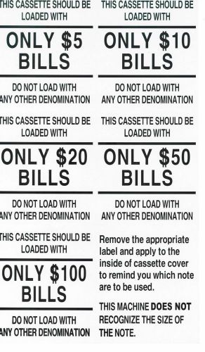 3x atm cassette denomination decal/sticker universal (large type) for sale