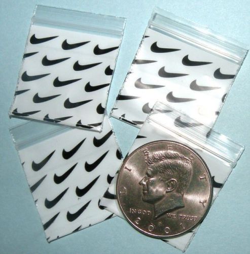 1000 Swoosh design Baggies 1.25 x 1.25&#034; Mini Ziplock Bags 125125