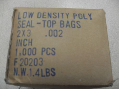 2x3 RECLOSABLE BAGS ZIPPER BAGGIES 2MIL CLEAR PLAIN POLY BAG 2&#034;x3&#034; 1000 ZIPLOCK