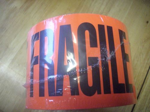 4x6 &#034;fragile&#034; black/fl red (orange) roll of 500 labels stickers for sale