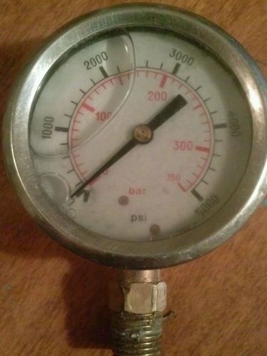 VINTAGE BAR 5000 PSI INDUSTRIAL LIQUID FILLED PRESSURE GAUGE PART USA