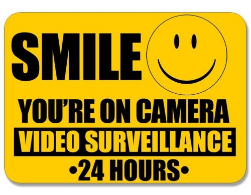 4x5 inch smile you&#039;re on camera video surveillance sticker - 24 hour cam warning for sale