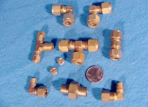 BRASS PIPE FITTINGS LOT MRO NPT COMPRESSION UNIONS TEES ELBOWS FREE SHIP NR!