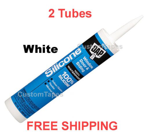 DAP 8646 100% Silicone Rubber Sealant, White, 10.1 oz.  - 2 Tubes