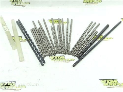 LOT OF 24 HSS CHUCK SHANK EXTRA LENGTH TWIST DRILLS 7/32&#034; TO 3/8&#034; PTD USA