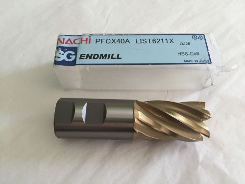 NACHI End Mill PFCX40A, 1-1/4&#034; x 1-1/4&#034; x 2&#034; x 4-1/2&#034;, 6 Flute, Cobalt