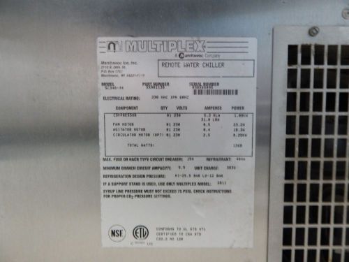 Baxter Water Meter Model # SP-600 &amp; Manitowoc  Water Chiller Model # SC340-04