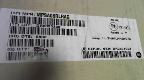 275-PCS NPN GENERAL PURPOSE SMALL SIGNAL 80V MPSA06RLRAG MPSA06 MPSA06RLRA