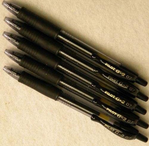 5pk pilot g2 gel ink black  fine .7mm rollerball pen free shipping on added pens for sale