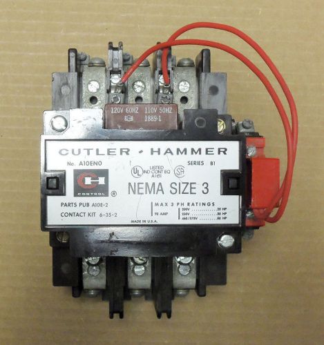 Cutler Hammer Size 3 Motor Starter A10EN0 3 Pole 600V 90 Amp 50Hp 120V Coil