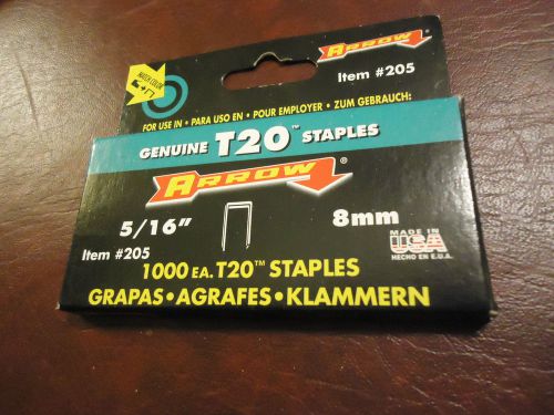 1 Pack of ARROW T20 Fits T2015 &amp; ET2025  5/16&#034; 8mm Staples #205 1000 PCS USA