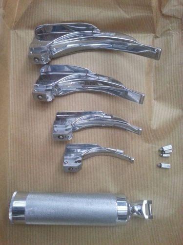 Aesculap laryngoscope handle macintosh +blade# 1, 2, 3 &amp; 4 ent anesthesia german for sale