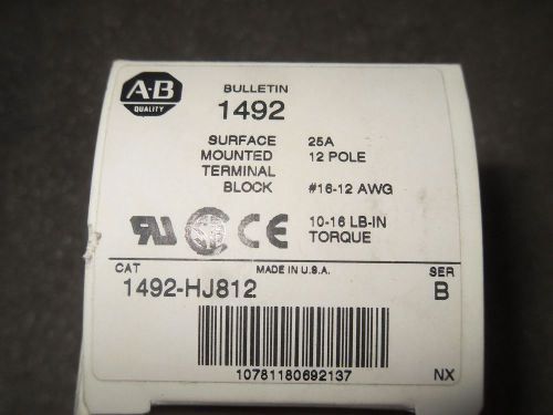 (V19-2) 1 NIB ALLEN BRADLEY 1492-HJ812 SURFACE MOUNTED TERMINAL BLOCK