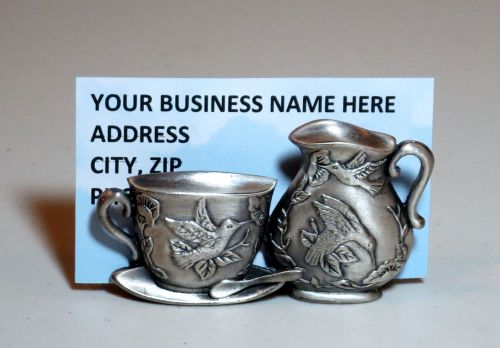 &#034;Hummingbird - Sugar &amp; Creamer&#034; - BUSINESS CARD HOLDER - (M.T. PEWTER)