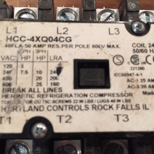 Hartland Controls 4-Pole contactor HCC-4XU04CG , 40 FLA , 208/240 V COIL