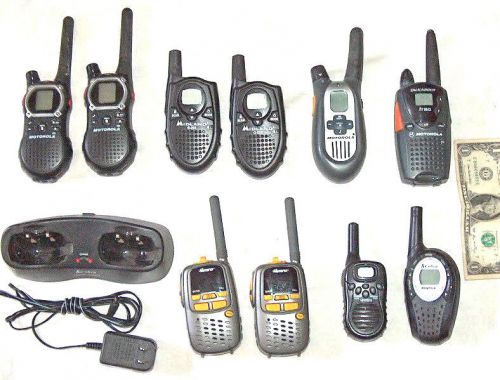 11 LOT HANDHELD 2-WAY RADIO WALKIE TALKIE MOTOROLA COBRA MEMOREX MIDLAND UNIDEN