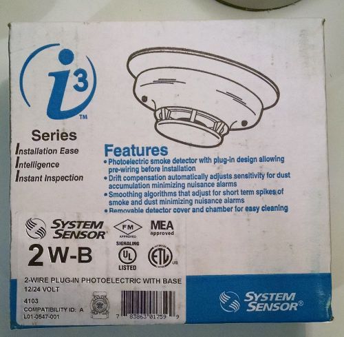 System sensor 2w-b i3 series 2wb smoke detector 12 or 24 volt for sale