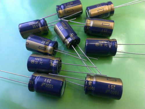 [10 pcs] Panasonic FC 1000uF 25V Low Imp. Radial Electrolytic Capacitors 12x20