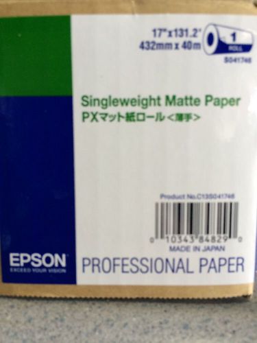 Epson Singleweight Matte Inkjet Photo Paper 17&#034; x 132&#039; Roll S041746