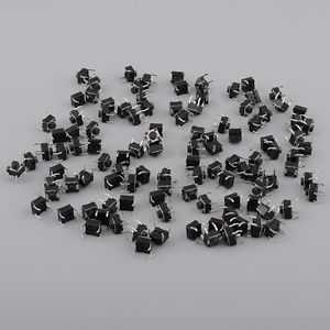 100PCS Mini 6x6x5mm DIP Through-Hole 4pin Tactile Push Button Switch Momentary