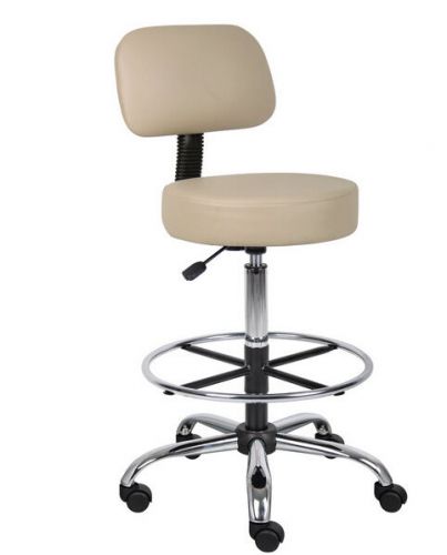 Caressoft medical/drafting stool with back cushion office chair beige new for sale